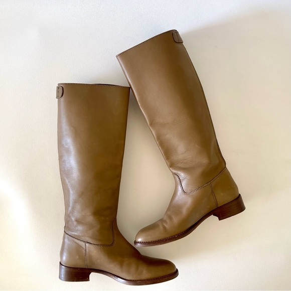 J. Crew Field Boots Riding Leather Equestrian Classic Minimalist Olive Green 6 - Picture 1 of 14